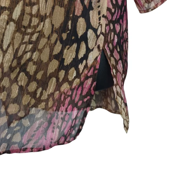 Chico's Women's Multicolor Abstract Embellished Tunic V-Neck 3/4 Sleeve Size 1 - Picture 5 of 9